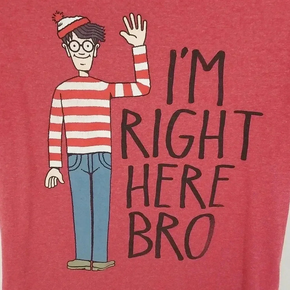{MAD Engine} Where's Waldo "I'm Right Here Bro" Kids T-Shirt Size XL - Picture 2 of 6